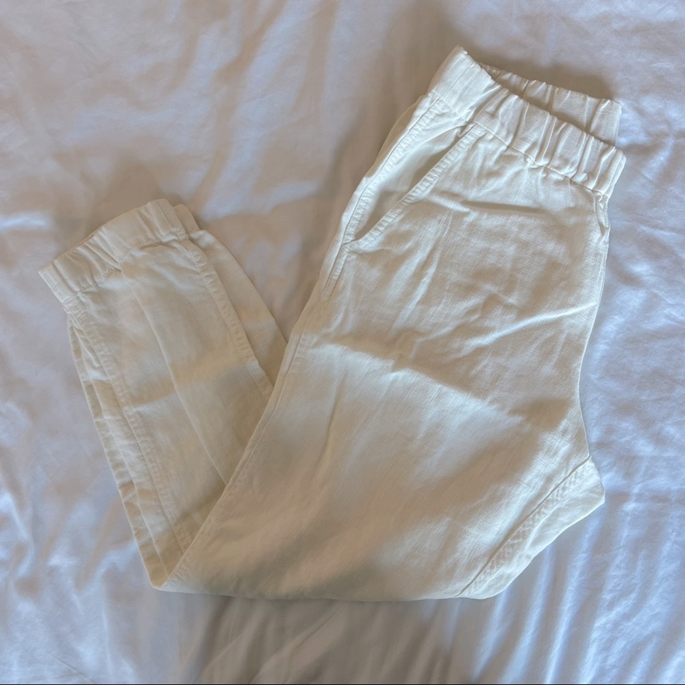 Women’s White JCrew Linen Ankle Pants - 4